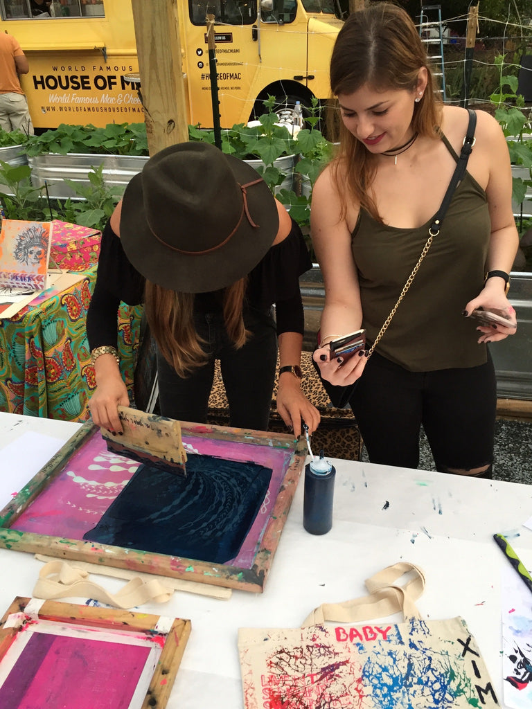 Our first screen printing workshop at the fabulous Wynwood Yard!