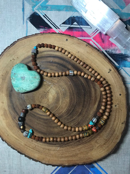 Natural Sandalwood,Tibetan handmade bead Necklace
