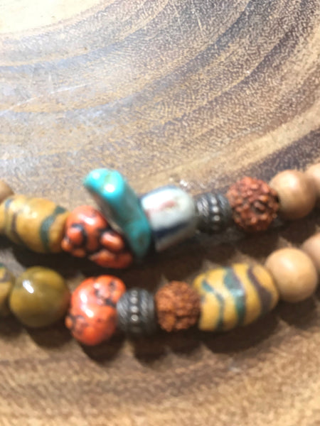 Natural Sandalwood,Tibetan handmade bead Necklace